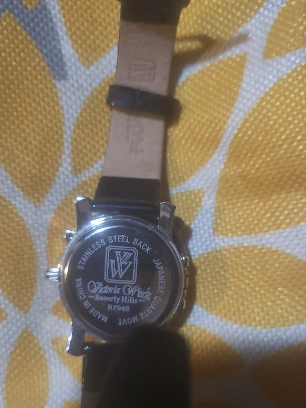 Victoria Wieck Black Patent Bracelet Watch with Crystal Panda Motif